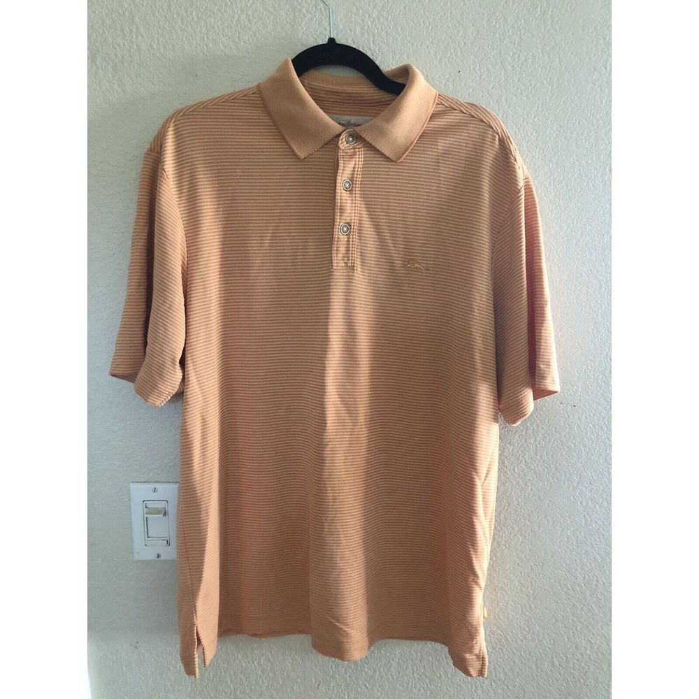 Men's‎ Tommy Bahama Polo M Orange And White  Short Sleeve